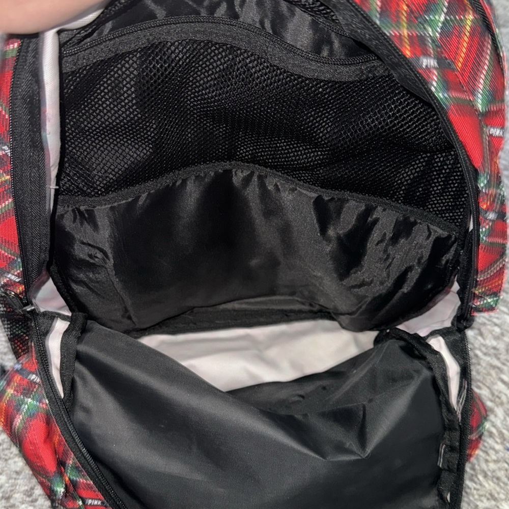Pink Victoria’s Secret Red Plaid Campus Backpack - Picture 6 of 9